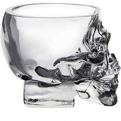 EdirFtra Lot de 2 Verres à vin créatifs en Forme de tête de Mort en Cristal Transparent pour Whisky, vin, Vodka 75ml