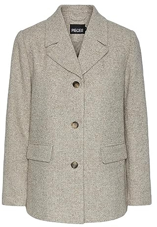 PIECES Damen Pcjudo Blazer Jacket, Light Grey Melange ,S