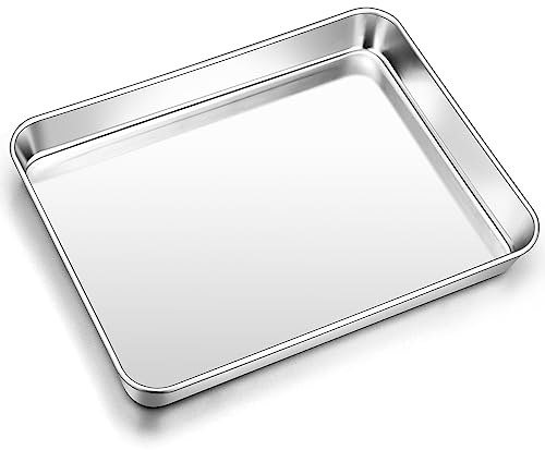 Backblech, HaWare Edelstahl Kuchenblech Ofenblech, Rechteckig Fettpfanne Backofen Backofenblech für Backen Braten Servieren, 31,6x24,6x2,5 cm, Ungiftig & Gesund, Rostfrei & Spülmaschinenfest