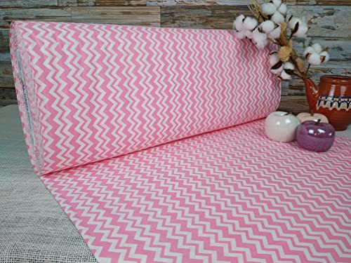 240cm Extrabreit Popeline Baumwolle Stoff Meterware ab 50cm 100% Baumwollstoff Stoffe Bastelstoff ÖKO-TEX Ranforce Kinderstoffe Stoffe Punkte Streifen Kreise Zickzack VP0G020 (Rosa)