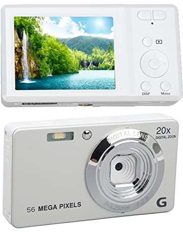 Fotocamera Digitale Zunate, Mini 2,7 Pollici con Zoom Digitale 20X, 56 MP, 4K Ultra HD, Argento