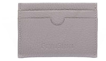 FEYNSINN kleine Kartenetui flach mit RFID Schutz echt Leder - kleine Geldbörse Kreditkartenhalter ADA - mit münzfach kreditkartenetui - Ledergeldbeutel Herren Damen grau handgefertigt