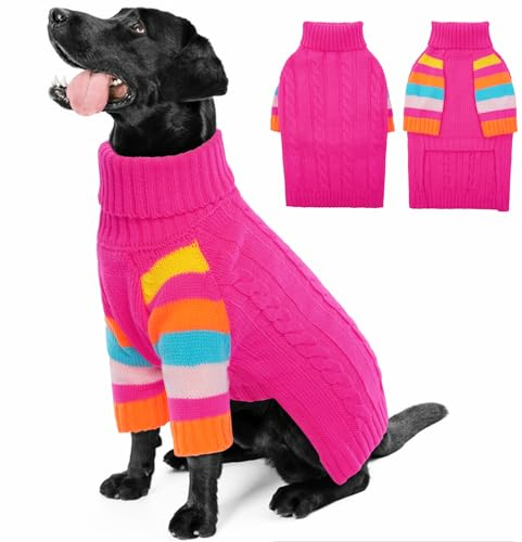 OUOBOB Hund Jumper, große Hund Jumper für Hunde Mädchen Jungen, Turtleneck Pullover Winter grüne Hund Weste, Weihnachten Hund Outfits, Haustier Sweatshirt Bekleidung Strickwaren, 4XL