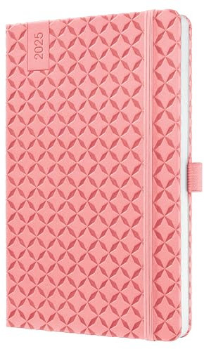 SIGEL J5111 Wochenkalender 2025 A5, Jolie, rose, Hardcover, Gummiband, Stiftschlaufe, Einstecktasche, 174 Seiten, vegan, Buchkalender, Terminplaner
