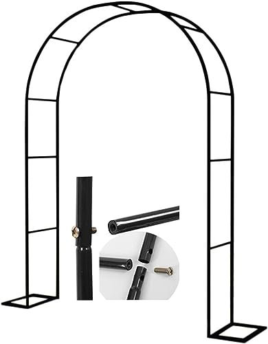 GueTTO Rosenbogen aus Metall Schwarz Verzinkt Hochzeitsbogen Rankhilfe Gartenbogen Rankgitter Rosen Bogen Edelstahl Rankbogen Hochzeit Torbogen,Einfache Montage, mit Sockel,W300*H220cm