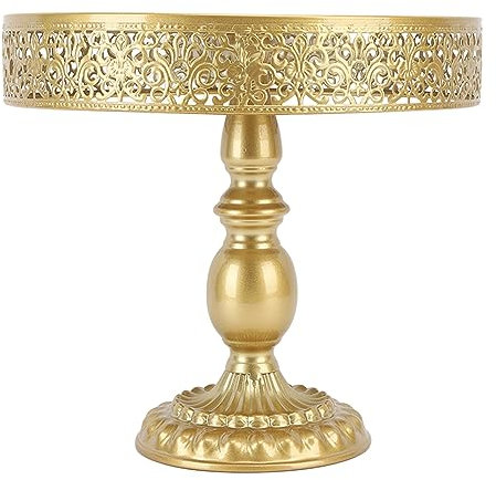 HUAOSN Alzata per Torta in Metallo Oro, Alzata per Torta Rotonda da 10/12 Pollici per Tavolo da Dessert, Espositore per Dessert Rotondo, Alzata per Dessert in Oro per Espositori per Feste(Large)