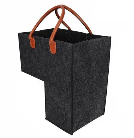 Cesto portaoggetti per scale, 4 mm, organizer per scale con manici, design a L resistente, facile da usare, organizer per scale, in feltro spesso, nero e grigio