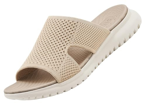 Acfoda Sandalias de Mujer Moda de Verano Zapatillas cómodas con Soporte ortopédico Zapatos Elegantes Informales Suaves y livianos Beige 40