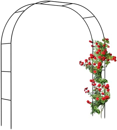 Relaxdays Rosenbogen, Metall, Torbogen Garten, H: 250 cm, 2 Breiten: 235 oder 180 cm, Rankhilfe Kletterpflanzen, schwarz