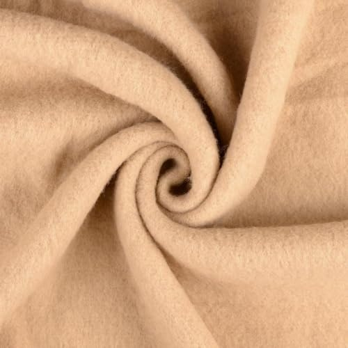Woll Fleece aus reiner Schurwolle - Walkloden Jersey weich und dehnbar - Mulesing frei Öko-Tex Klasse 1 Bekleidungstoffe Meterware (Sand)