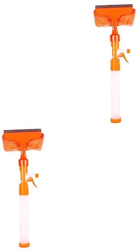 minkissy 2pcs Multi-function Window Cleaner Spray Wiper for Streak Glass for Home Car and Bathroom Use Orange