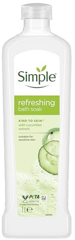 Simple Kind to Skin Refreshing Bath Soak Bath Product with pro-vitamin B5 & cucumber extract suitable for sensitive skin 1L