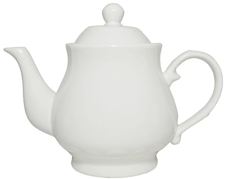 Théière en porcelaine blanche Lotus Théière à café thé eau Théière vintage en céramique Col de cygne Bouilloire (760 ml)