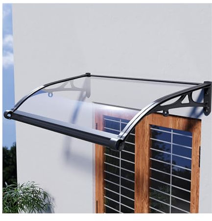 Tenda da sole per porta di casa, finestra, ingresso, protezione UV, copertura in policarbonato trasparente con telaio in alluminio (60 x 60 cm)