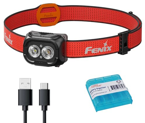 Fenix HL18R-T V2.0 800 Lumen Trail Running Headlamp, USB-C Rechargeable, White and Warm White Lights, Red Lights, Compatible with 3X AAA Batteries, (Black)