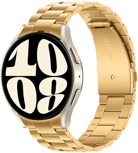 Anlinser Kompatibel mit Samsung Galaxy Watch 7/6/5/4/FE Armband 44mm 40mm | Für Galaxy Watch 6 Classic 43mm 47mm, Kein Gap Metal -Ersatzarmband Kompatibel mit Galaxy Watch 5 Pro/4 Classic, Gold