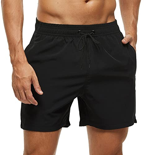 SILKWORLD Maillots de Bain Homme à Séchage Rapide, Shorts de Plage avec Poches à Tirer
