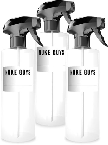 Nuke Guys 3x Sprühflasche 500ml zum Befüllen | Leere Sprühflaschen geeignet für Wasser - Reinigungsmittel - Putzmittel | Sprüher für Blumen - Pflanzen - Auto