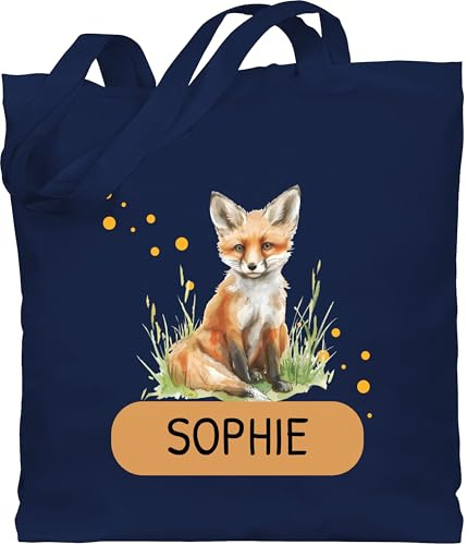 Geschenk mit Namen personalisiert by Shirtracer - Baumwolltasche - Fuchs mit Name personalisiert I Fuchs Geschenk Kinder I Fuchsgeschenk I Füchse