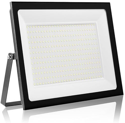 Yelyee 300W LED Strahler Außen, 30000LM 6500K Kaltweiß, IP66 Wasserdicht, Verstellbarer 180° Halter, für Garten, Garage, Hof, Außenbeleuchtung, Ohne Stecker, Schwarz