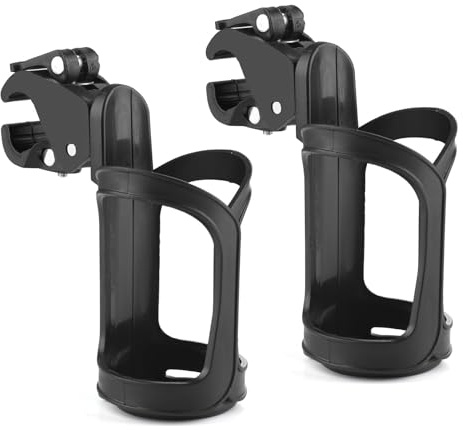 2 Pack Cup Holder for Pram, HAVIRI Universal Stroller Pushchair Bikes Golf Trolley Wheelchair Cup Holder, 360° Rotating and Large Caliber Designed for Drink Coffee Bottle Phone Holders