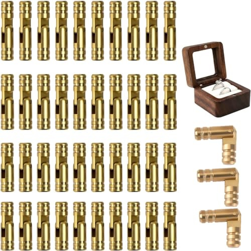 EAAGHK 30 PZ Cerniera a Scomparsa 180 Gradi in Ottone, Mini Cerniere Barile, Cerniera in Ottone Invisibile da 4 MM, Cerniera Cilindrica a Scomparsa per Scatole di Legno, Portagioie e Mobili Fai da Te