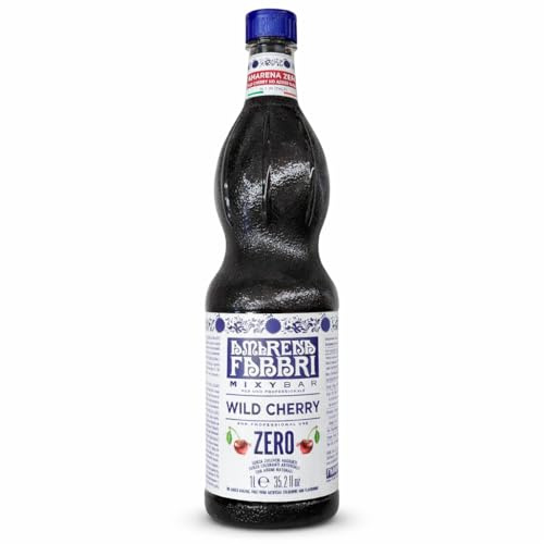 Sciroppo alla Ciliegia Senza Zuccheri Aggiunti Fabbri Mixybar Wild Cherry Zero – Sciroppo Professionale per Cocktail, Dessert, Bevande e Gelati – Bottiglia da 1 Litro