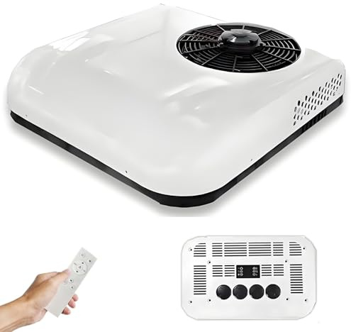 12V Rooftop DC Air Conditioner 9000BTU Ultra-Thin Roof-Mounted Cooling System for RVs, Motorhomes, Campers, Vans, and Trucks