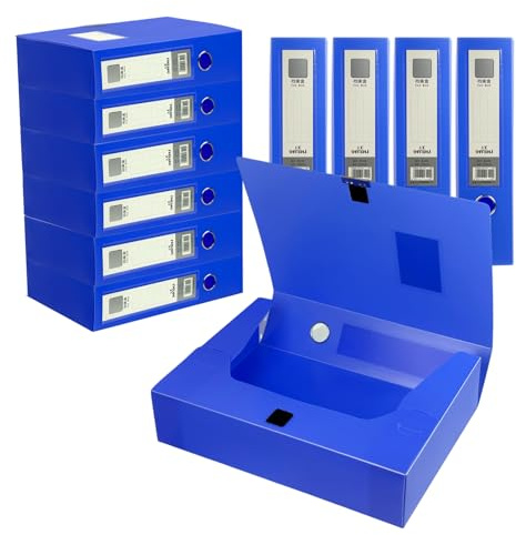 YUTRONE Box Files Pack of 10 A4 Blue Box File Plastic Filing Boxes 75mm Spine, Waterproof Foolscap Folders for Paperwork A4 Document Storage
