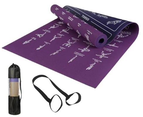 Pilatesmatta | Med Stretchpositioner Dubbelsidig - Inomhus Utomhus Yogamatta Dam Herre,för inomhus golv gym studio pilates fitness utomhus lekplats fysisk träning praktik