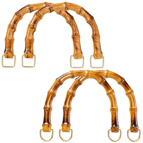 Classicseali 4 manici per borsa in bambù, 12 cm | Maniglie per borse, in bambù, per borse della spesa, accessori fai da te