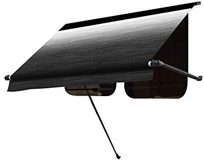 Carefree IF0556E62/ICJV01 Black Shale Fade 5.5' RV SL Standard Vinyl Window Awning, Black Arms-Choose Options