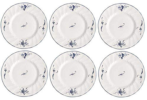 Villeroy & Boch Vieux Luxembourg Brotteller 6er Set 16cm weiß blau Porzellan