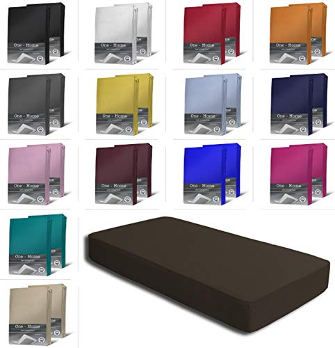 2er Set Jersey Spannbettlaken Spannbetttücher Bettlaken Spannbetttuch weiche Baumwolle mit Rundumgummizug, Farbe: Braun, Maße: 2er Pack 90-100 x 200 cm