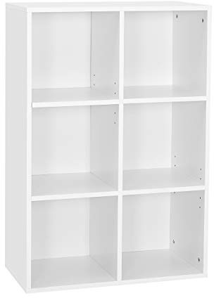 Mondeer Bookcase White, 6 Cube Storage Unit, 3 Layer Bookshelf, Wooden Shelf Organiser Display Cabinet for Living Room, Bedroom, Home Office, 60 x 30 x 90 cm