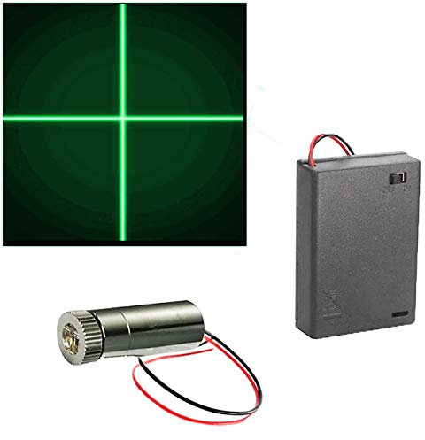 Module de Diode Laser, CTRICALVER 1 pcs 520nm Vert de Croix Laser 3-5V, Distance Focale Réglable, avec Lentille en Piastique+1 pcs 4,5V AA Batterie Boite (Forme de la source lumineuse:croix)