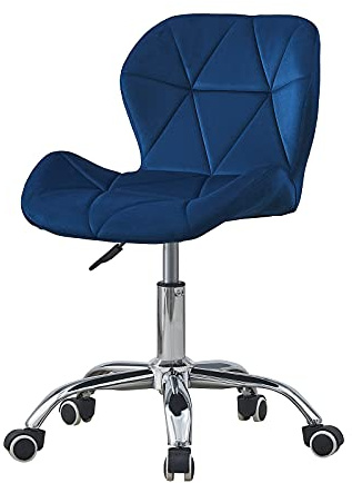 TUKAILAI Bürostuhl Ergonomisch aus Samt, Verstellbar Schreibtischstuhl Drehstuhl mit Höhenverstellbar 360° Drehbar Rollen, Computerstuhl für Büro Schlafzimmer Arbeitszimmer,Kinder, Blau