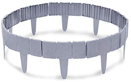 Froadp 25x23cm Rasenkante Kunststoff, 5m T-Formig Beetumrandung Mähkante, Steinoptik Palisade Beeteinfassung Garten Dekorativ für Obstgärten Beete Wege(20 Stück)