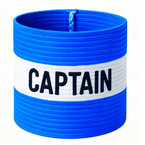 Fitness hälsa fotbollsband fotboll kaptenarmband design kaptenband för vuxna och ungdomar, 5 färger tillgängliga för flera sporter, elastiskt armband för kapten (blå - tonåring)