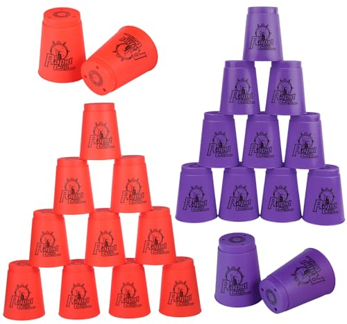 yeesport 24-Teilige Sport-Stapelbecher, Sport gkeitstrainingsspiel für Kinder und Erwachsene, rasanter Spaß-Herausforderungswettbewerb, Reise-Partyspielzubehör, Lila + Orange