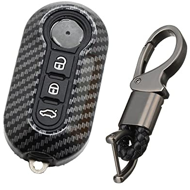 ontto Klapp Autoschlüssel Hülle Passt für FIAT 500 500C 500L 500X Qubo Panda Punto Lancia Ypslon Delta Grande Bravo Schlüsselbox Schlüsselschutz Schlüsselanhänger Schlüssel Abdeckung 3 Tasten-Schwarz