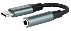 NANOCABLE 10.24.1204 - Cable Adaptador Audio USB-C/Macho a Jack 3.5/Hembra, 11 cm, Negro/Gris