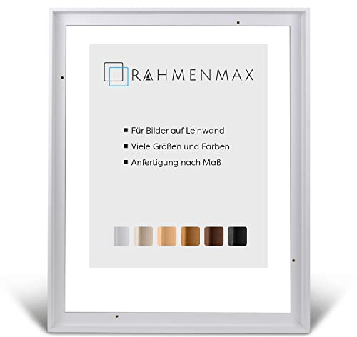 RahmenMax® Luzern Schattenfugenrahmen 60x60 cm aus lackiertem Massiv Holz/Rahmen für Leinwand/Bilderrahmen für Keilrahmen/Leinwandrahmen in Weiß - Maßanfertigung möglich