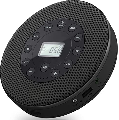 Lettore CD portatile, altoparlante stereo integrato, lettori MP3 Walkman personali con Bluetooth, lettore musicale CD ricaricabile per compact disc per auto, per feste, palestre e studi di danza, yoga