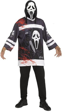 Fun World Ghost Face Lives Scream Hockey Jersey Kostüm und Maske Halloween Standard Herren