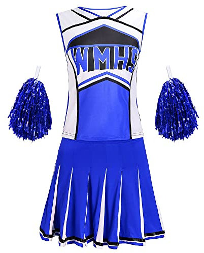 Ulalaza Damen Cheerleader Kostüm Mädchen Cheer Kostüm Uniform Outfit Rock Ärmel für Softball Dance Musical Party Halloween