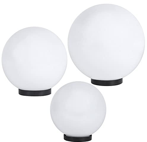 Kugelleuchte 3er Set 25-30-40cm Kugellampen Garten Terrassenleuchte weiß E27 ohne Leuchtmittel u. Anschlußkabel