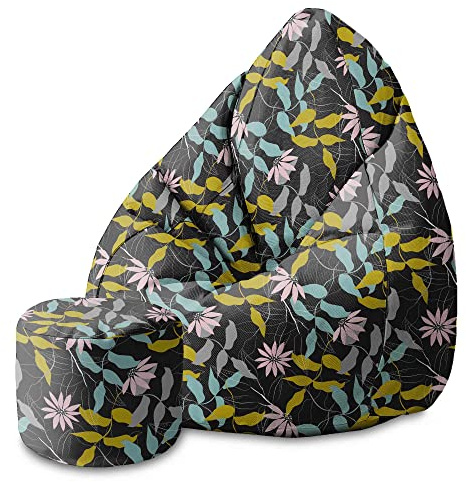 DreamRoots Sitzsack Kinder 70x70x105, Abstract Garden Sketch
