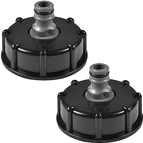2 Pezzi Tappo Adattatore IBC, Adattatore per Rubinetto, Connettore per Tubo da Giardino, S60 x 6, Filettatura Grossa a 1/2, Adatto per Collegare Tubi da Giardino, Serbatoi D'acqua IBC