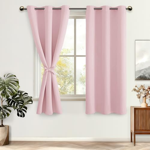DWCN Blickdichte Vorhänge Verdunkelungsgardinen mit Ösen 2 Stücke | Blush Rosa, 183x117cm(HxB), Ösenvorhang Gardinen Thermogardine für Wohnzimmer Schlafzimmer Abdunkelnde Vorhang